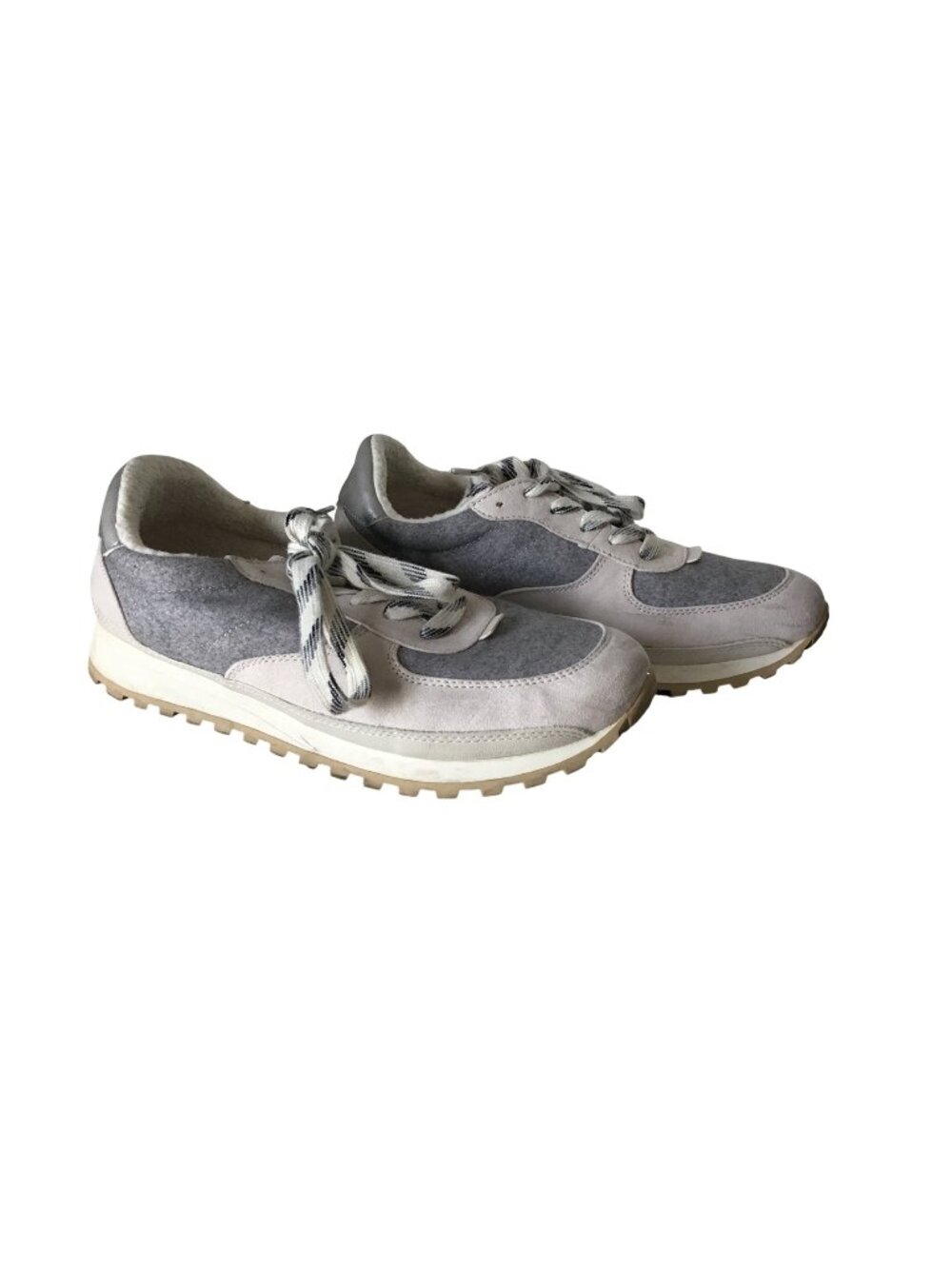 Vintage Gray & White Lace-Up Sneakers Size 9 Unisex